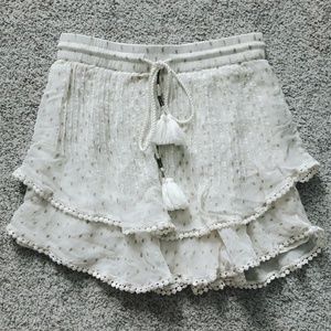 TRYB Gold Polka Dotted Cream Tassel Skirt